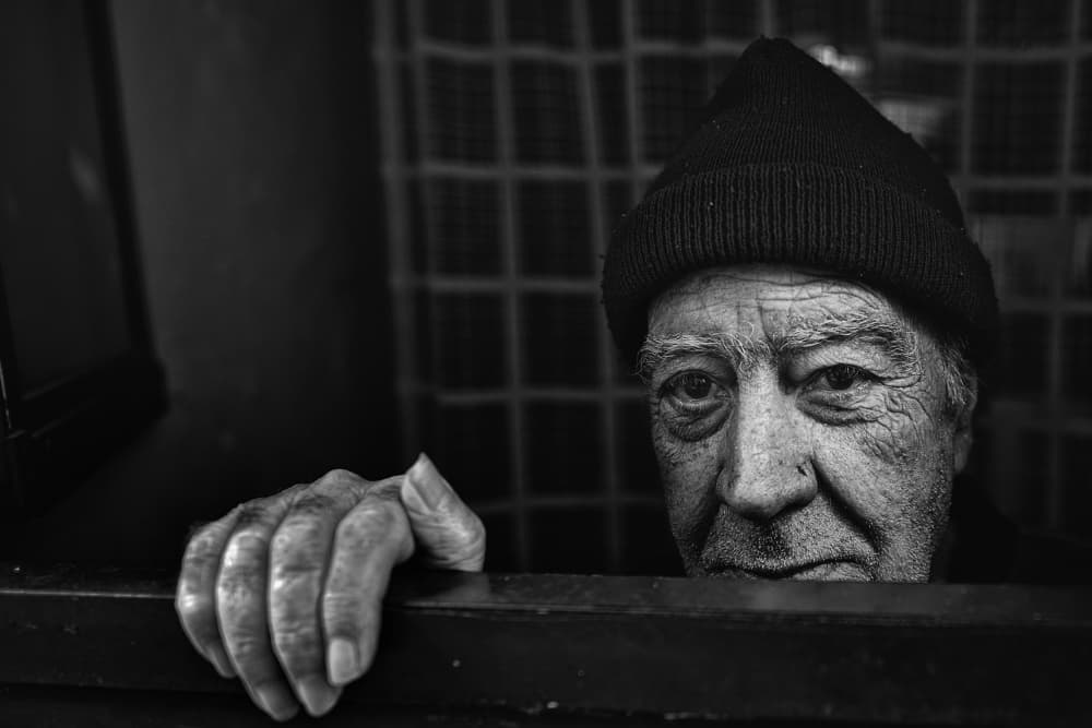 Pensive Elderly Man by Rino Terravecchia — canvas wall art