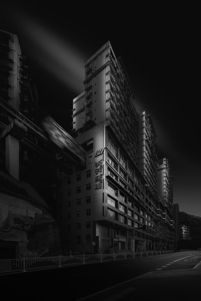 Monochrome City Ride by Alvin Wang — canvas wall art
