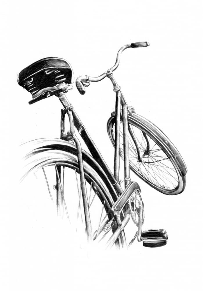 Vintage Bicycle Sketch by Kulik — canvas wall art
