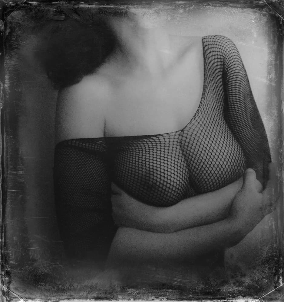 Intimate Fishnet Embrace by Bogdan Bouşcă — canvas wall art