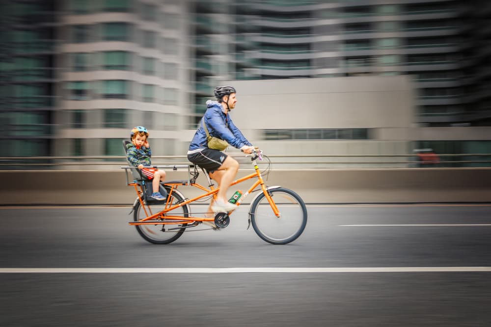 Father Child Bike Ride by Jennifer Chen APA — canvas wall art