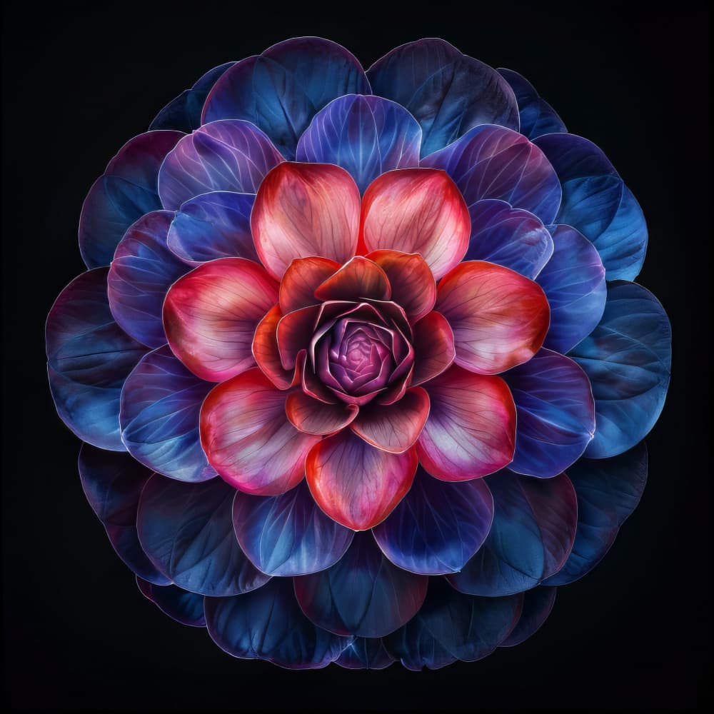 Blue Red Succulent Bloom by Bilge Paksoylu — canvas wall art