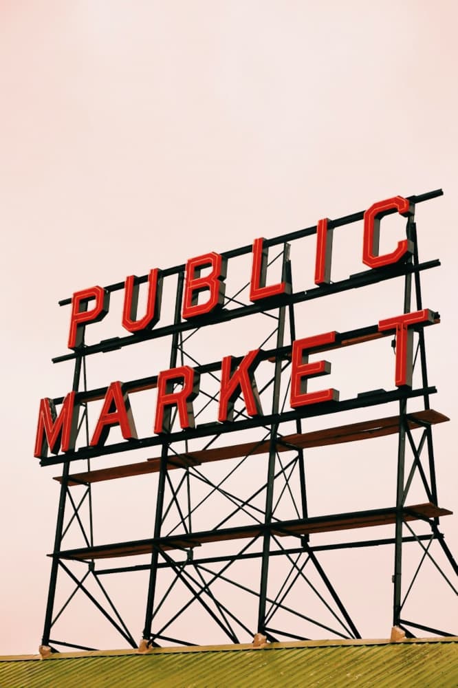 Vintage Public Market Sign by Del Mundo Portraits — canvas wall art
