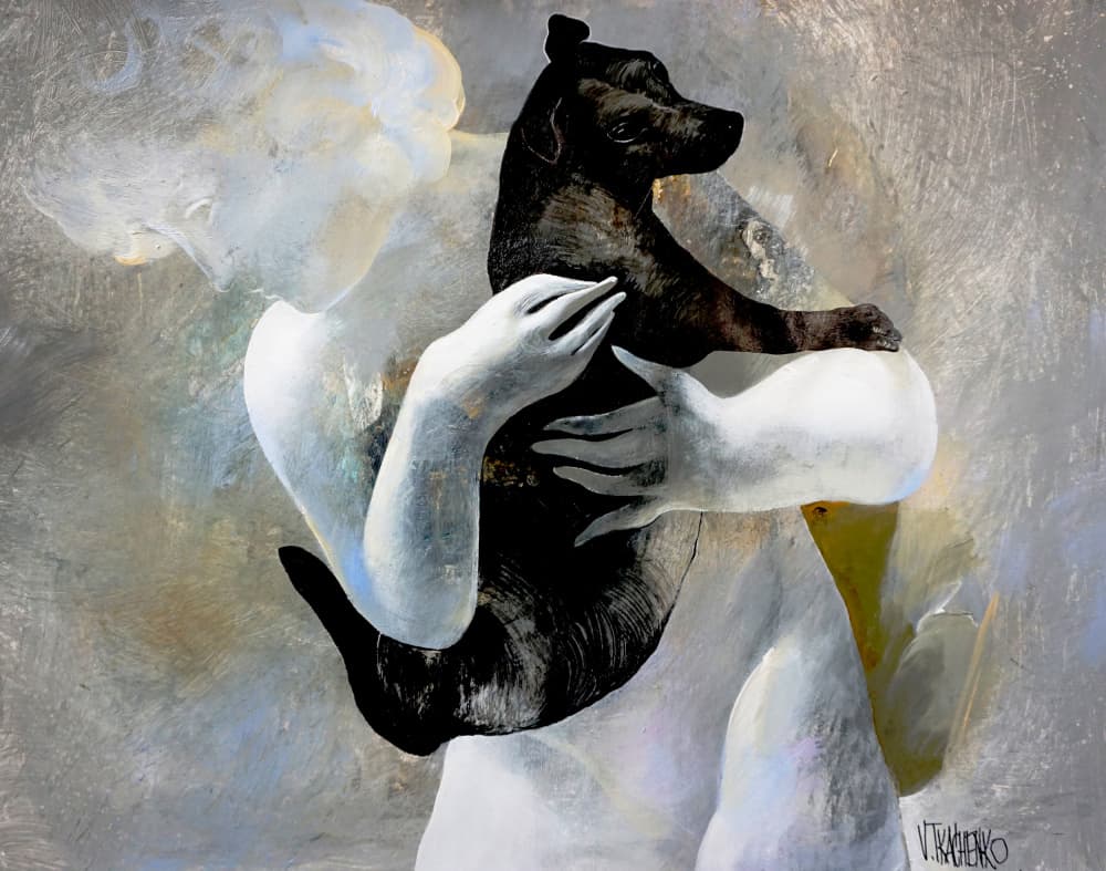 Tender Pet Embrace by Victor Tkachenko — canvas wall art