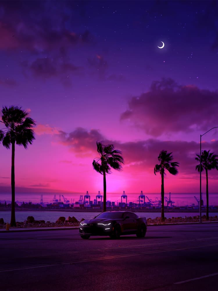 Dreamy Purple Sunset Drive by Ritvik takkar — canvas wall art