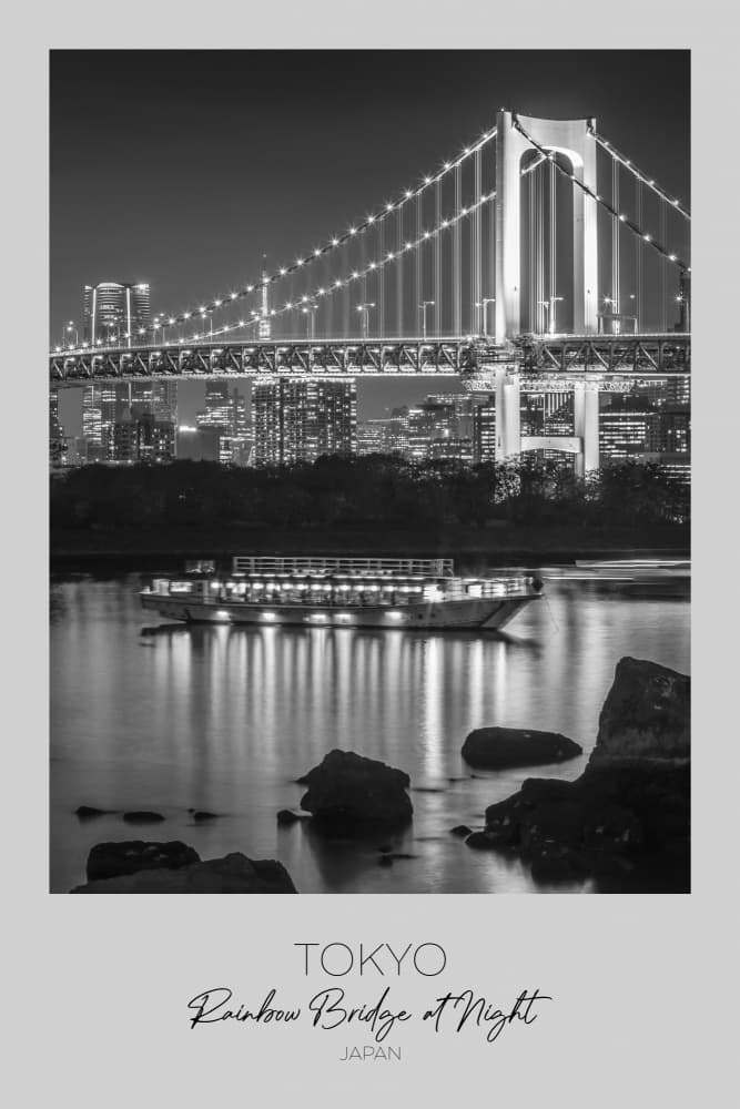 Tokyo Rainbow Bridge Night by Melanie Viola — canvas wall art