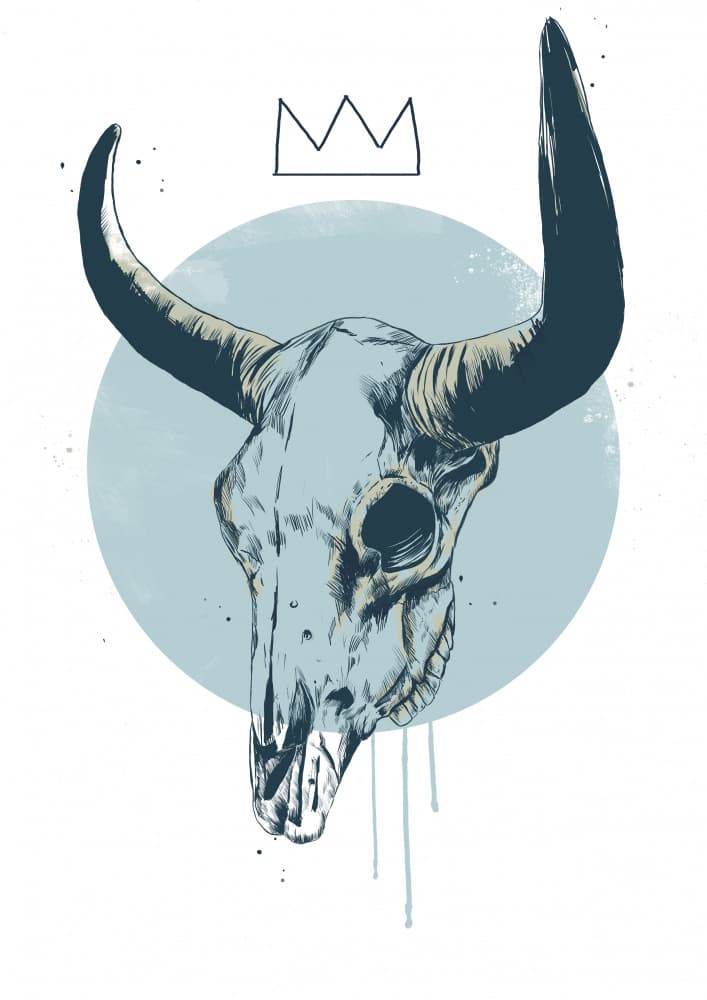 Crowned Bull Skull by Balazs Solti — canvas wall art