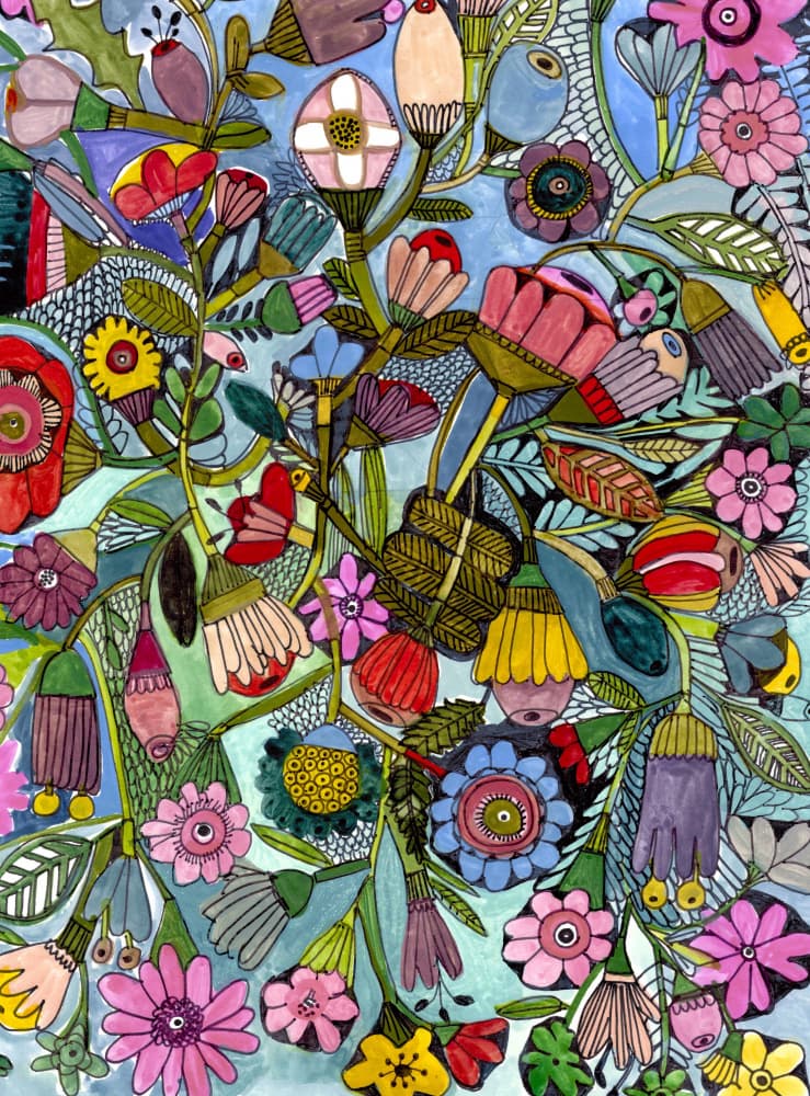 Blue Floral by Sharon Nullmeyer — canvas wall art
