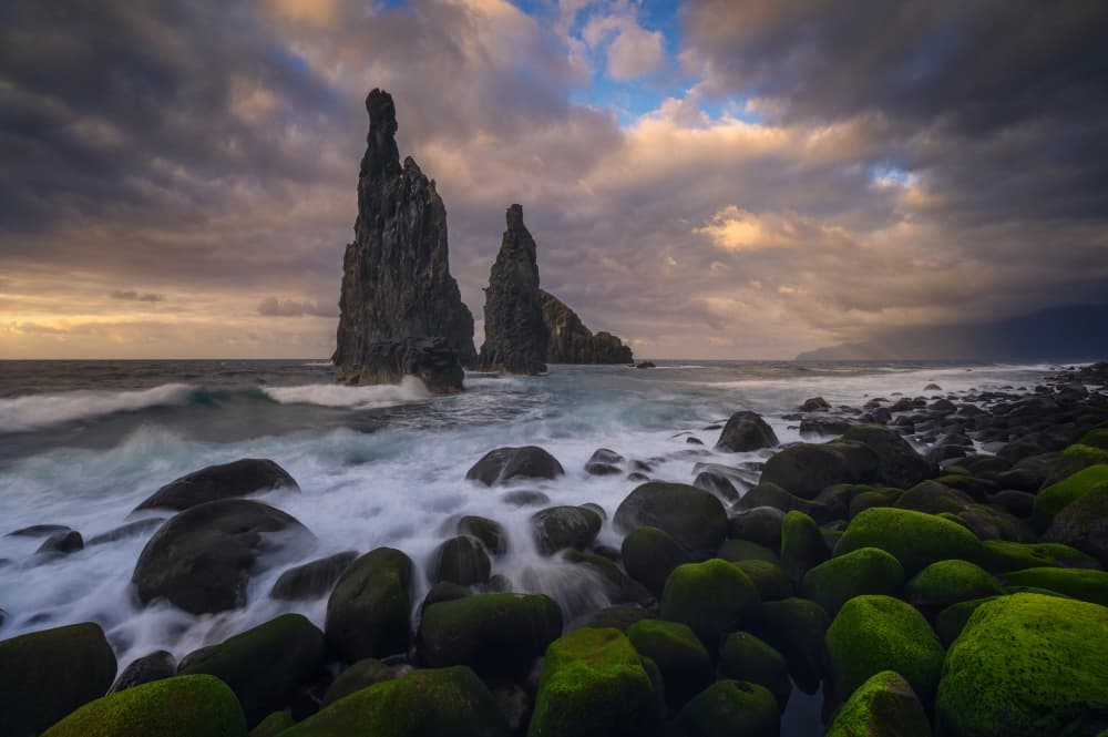 Sea Stacks Crashing Waves by David Martin Castan — canvas wall art