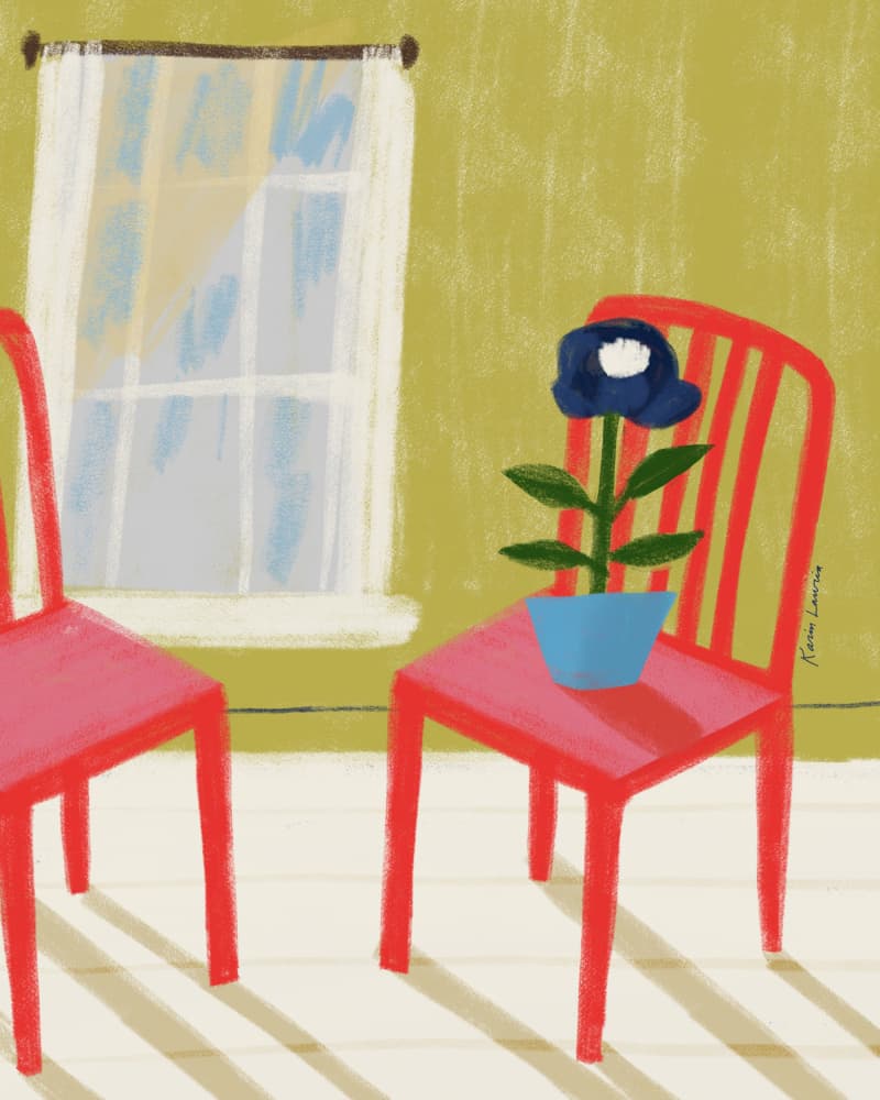 Red Chairs Sunny Room by Karin Lauria — canvas wall art