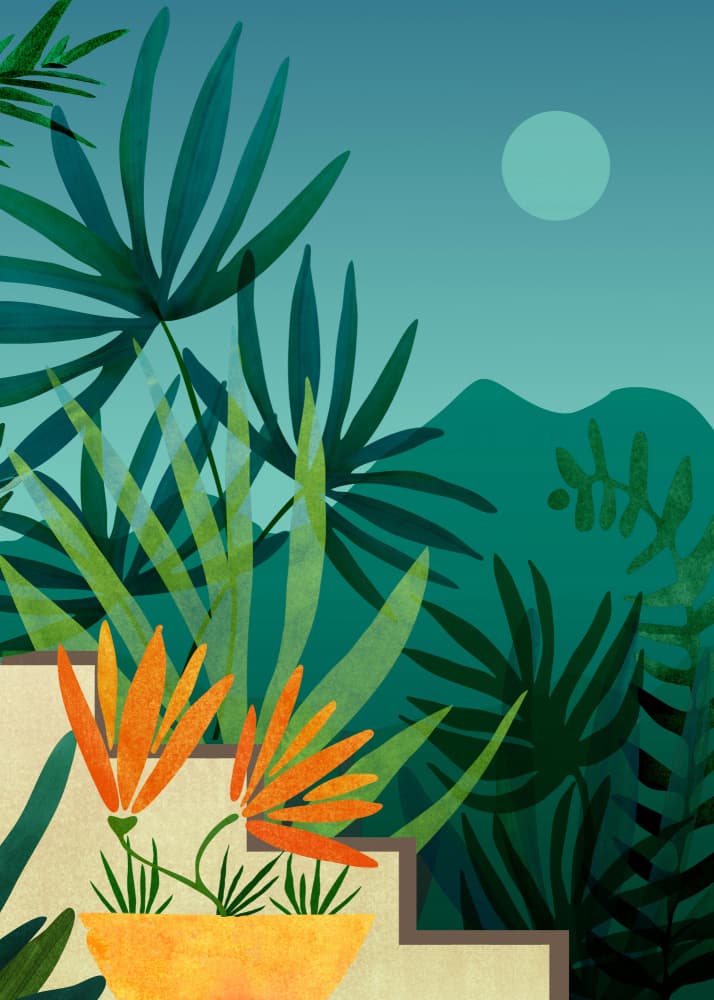 Tropical Moonlight Garden 2 by Kristian Gallagher — canvas wall art