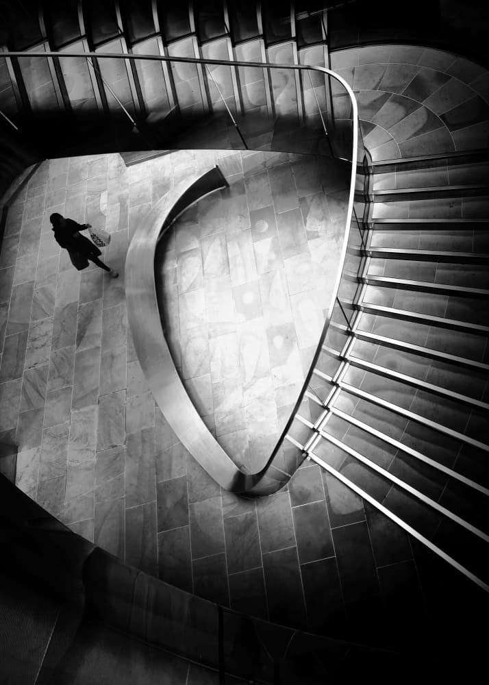 Modern Staircase Figure by Jorge Pimenta — canvas wall art