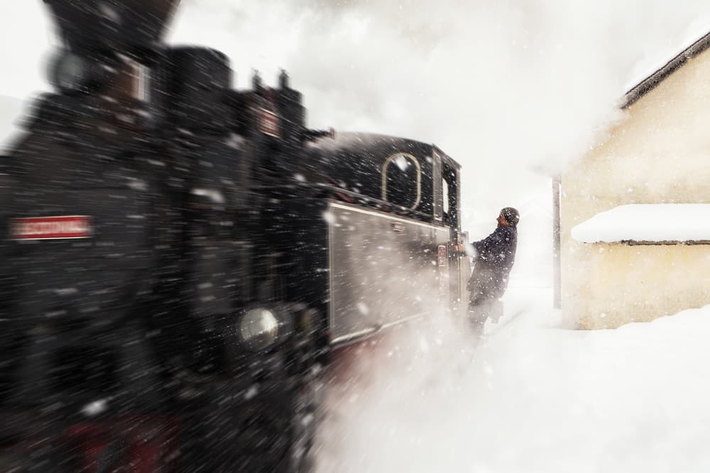 Winter Steam Train by Marius Cinteza — canvas wall art