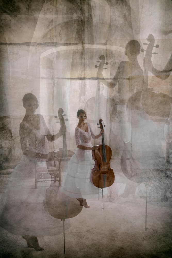 Ethereal Cello Performance by Roswitha Schleicher-Schwarz — canvas wall art