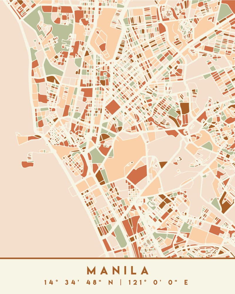 Manila City Map by Emiliano Deificus — canvas wall art