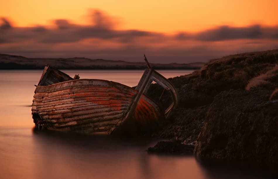 Abandoned Boat Sunset by Raymond Hoffmann — canvas wall art
