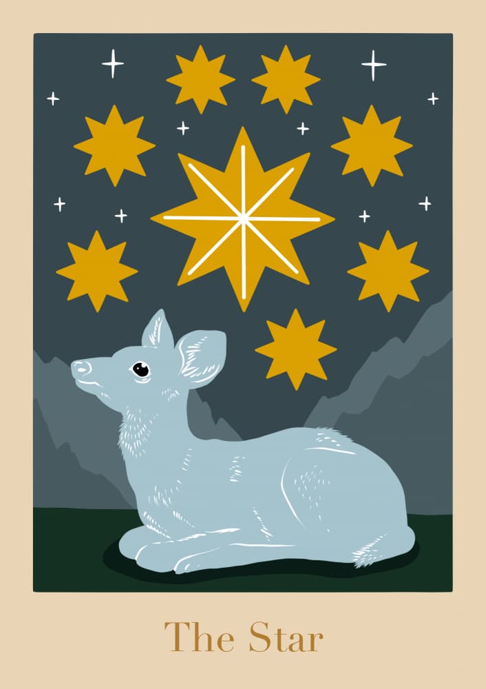 Deer Under Starry Sky by Alina Shulhouskaya — canvas wall art