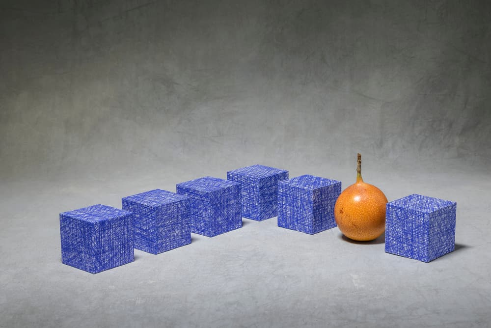 Passion Fruit Blue Cubes by Christophe Verot — canvas wall art