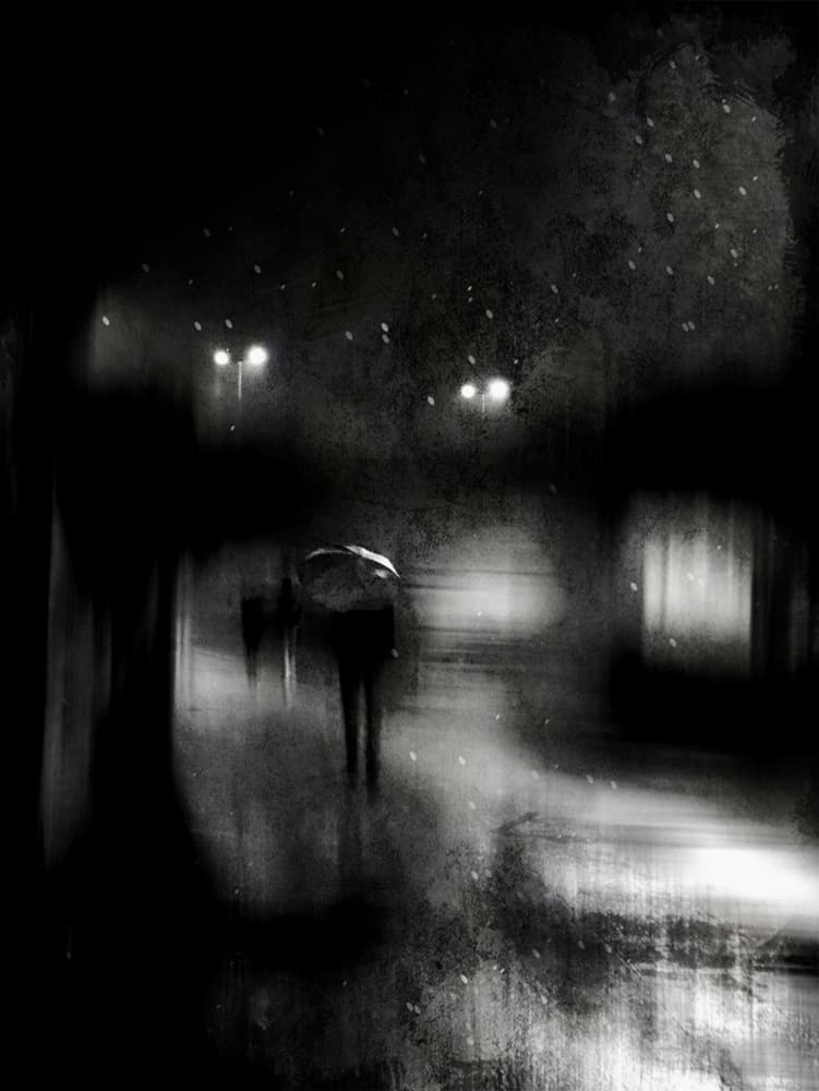 Rainy City Night by Lammakmak — canvas wall art