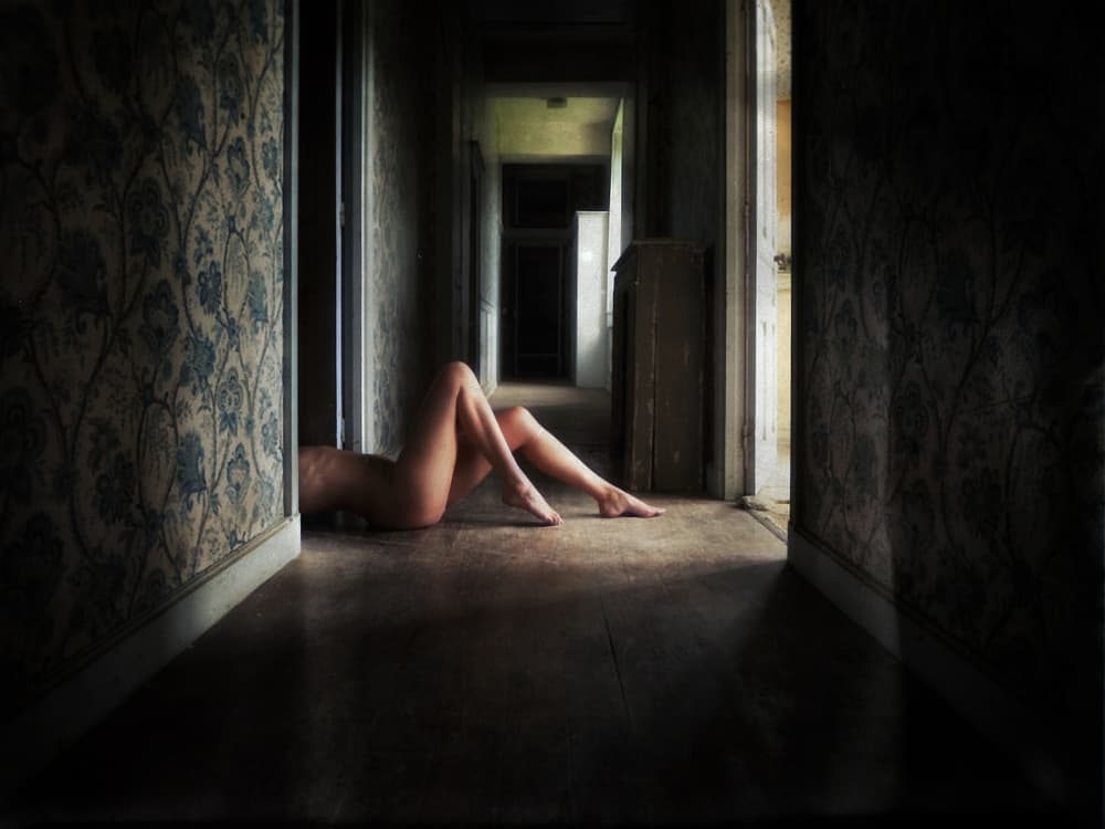 Nude In Dark Hallway by Holger Droste — canvas wall art