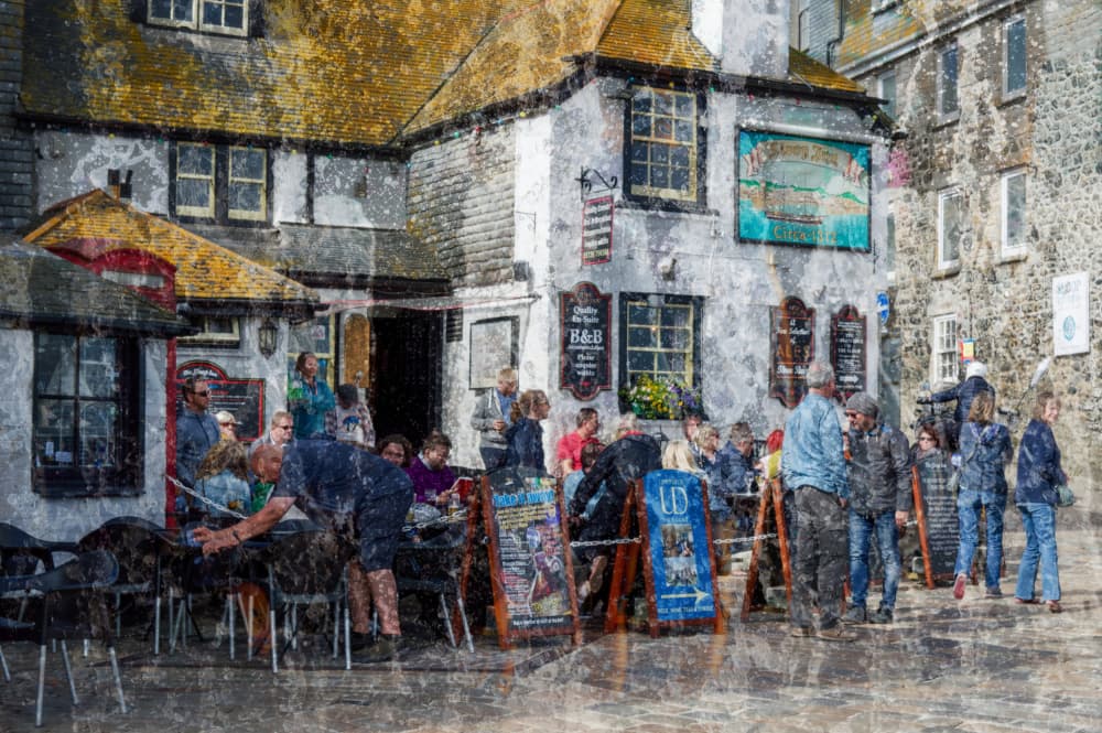 Old Town Outdoor Dining by Isabelle DUPONT — canvas wall art