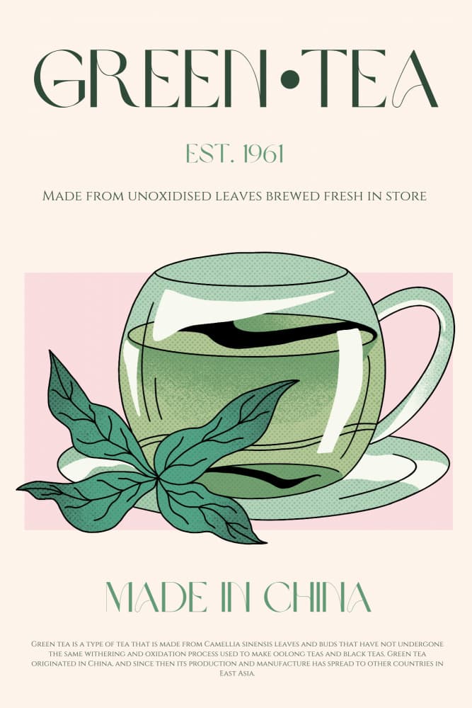 Fresh Green Tea Illustration by Nazma Khokhar — canvas wall art