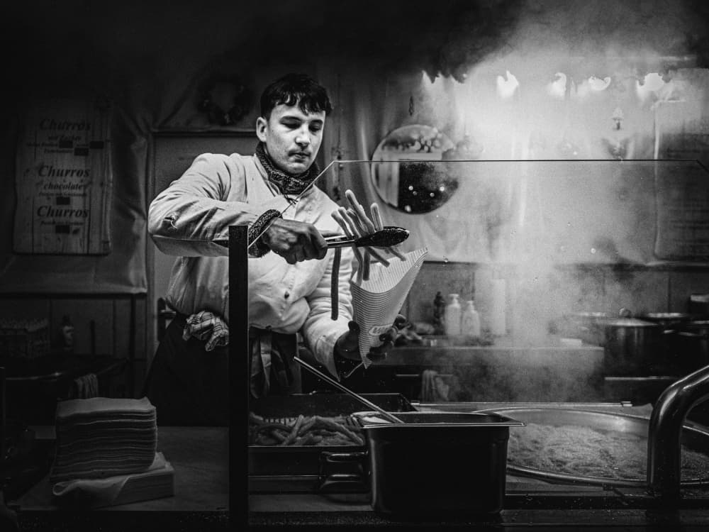 Steaming Churros Stall by Eiji Yamamoto — canvas wall art