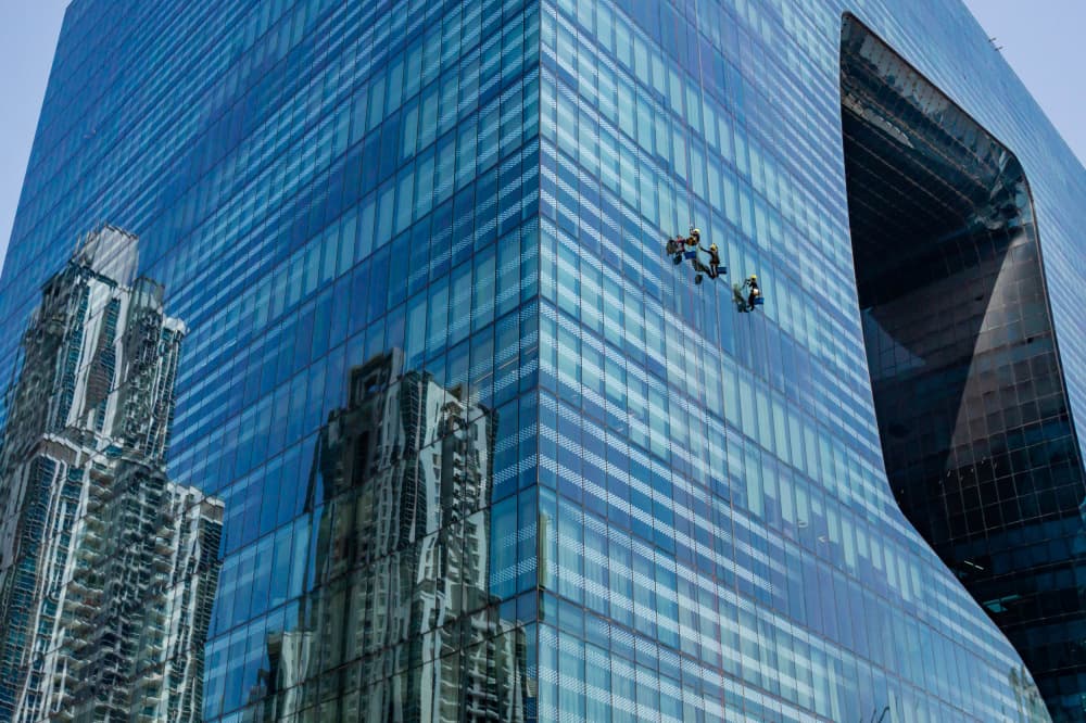 Modern Glass Skyscraper by Joshua Raif — canvas wall art