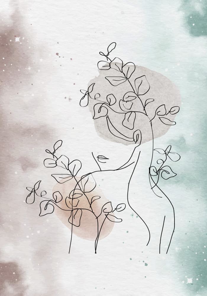 Ethereal Woman Botanical Lines by Fadil Roze — canvas wall art