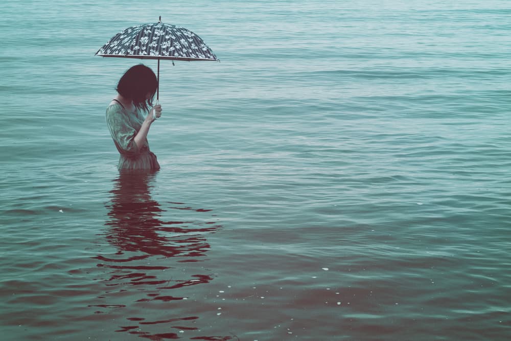 Melancholy Woman in Water by Takaaki Ishikura — canvas wall art