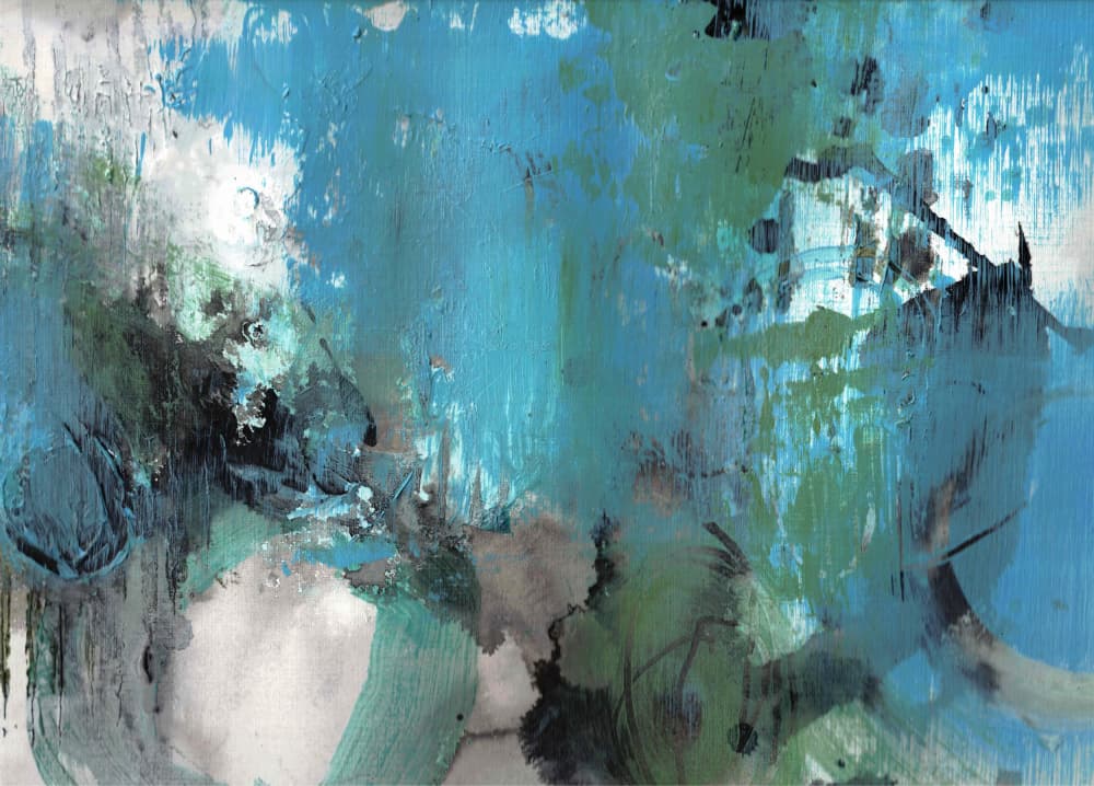 Vibrant Aqua Flow by Deb Chaney — canvas wall art