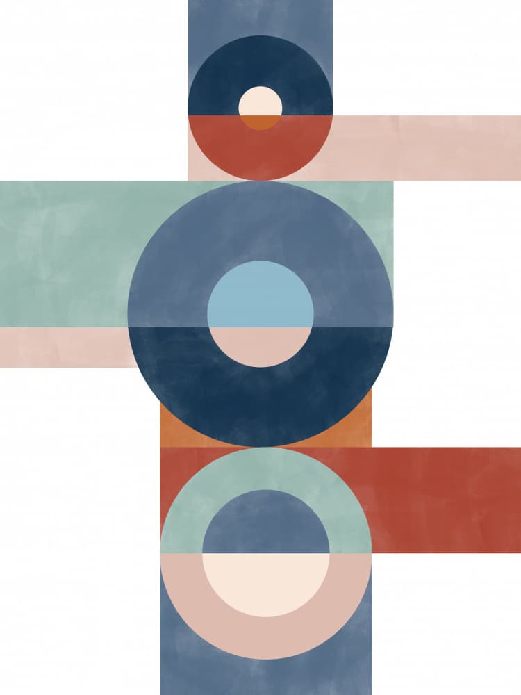 Muted Geometric Balance by Elena Ristova — canvas wall art