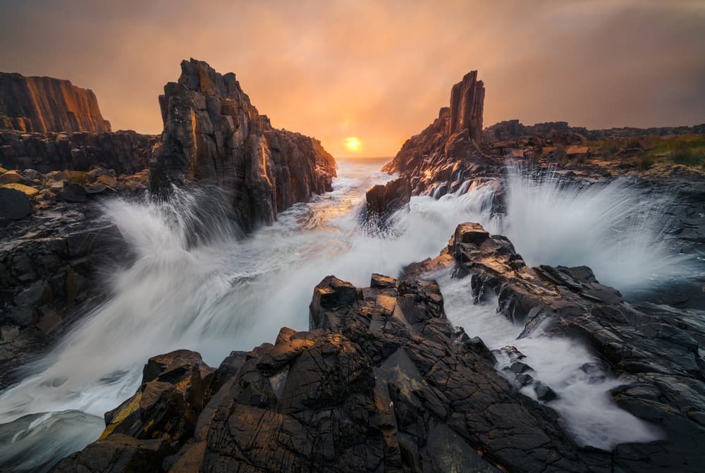 Dramatic Coastal Sunset by Tim Fan — canvas wall art