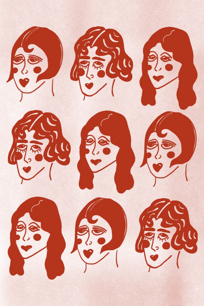 Vintage Flapper Faces by Mela Patterns — canvas wall art