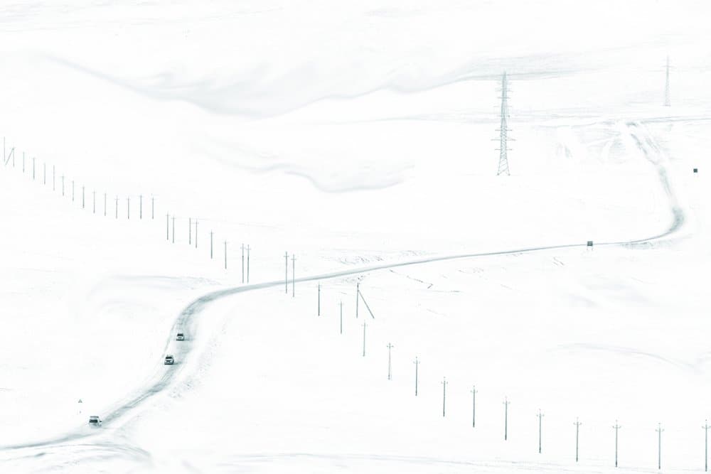 Snowy Winding Road by UU — canvas wall art