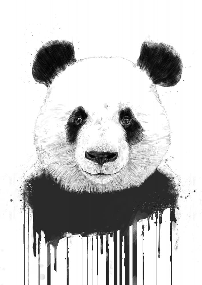 Modern Panda Portrait by Balazs Solti — canvas wall art