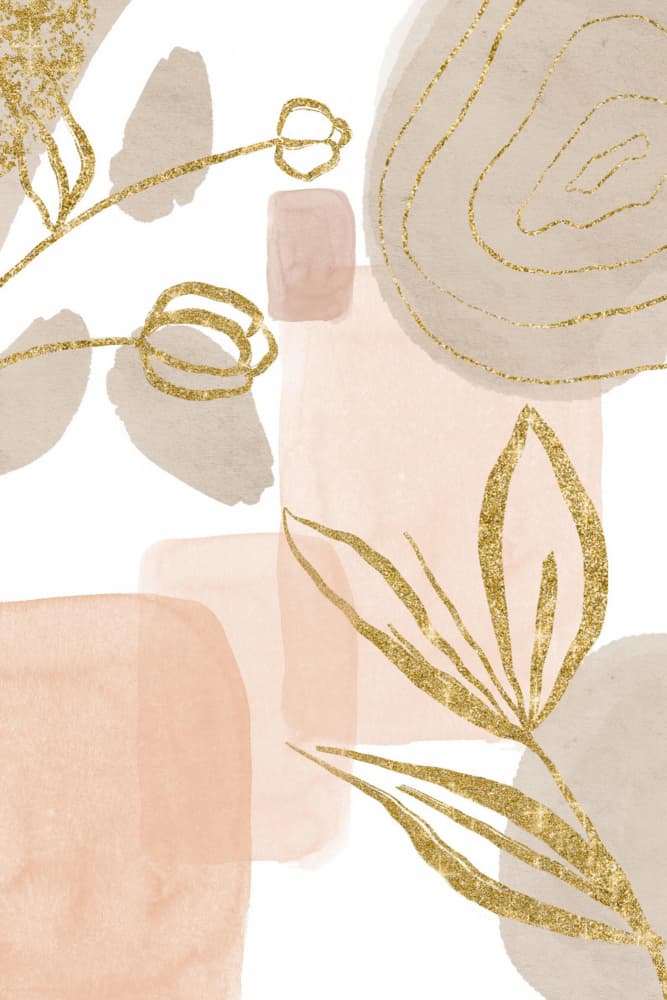Abstract Golden Leaves by Sally Ann Moss — canvas wall art