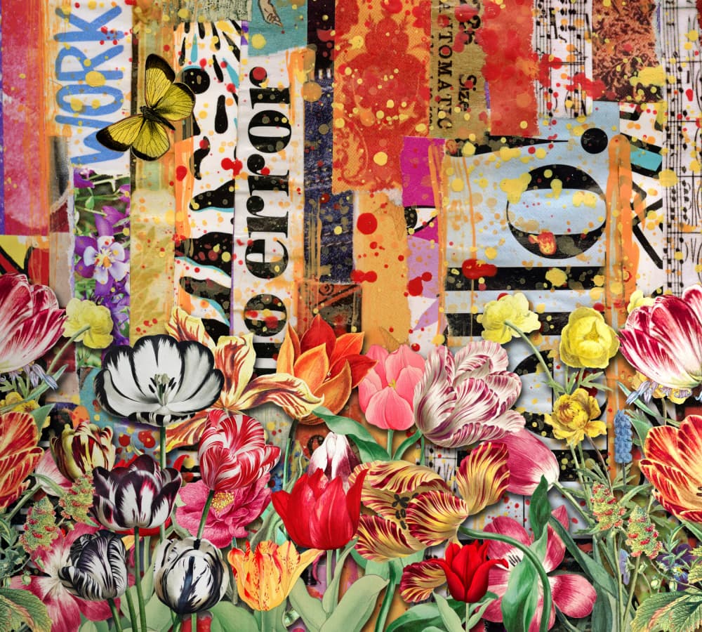 Vibrant Tulip Collage by Marja van den Hurk — canvas wall art