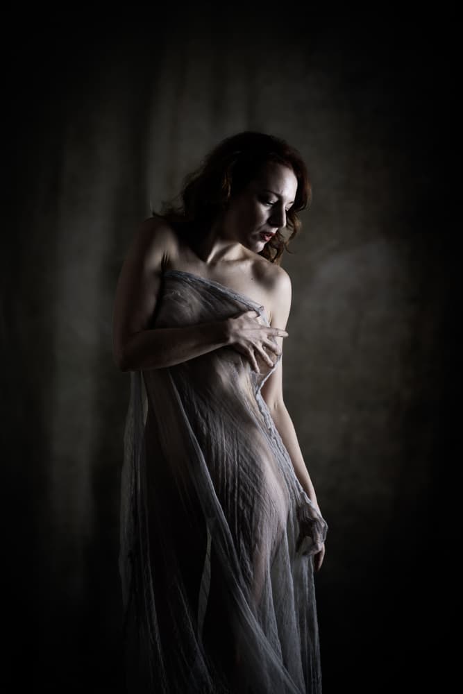 Contemplative Draped Woman by Ruth Franke — canvas wall art