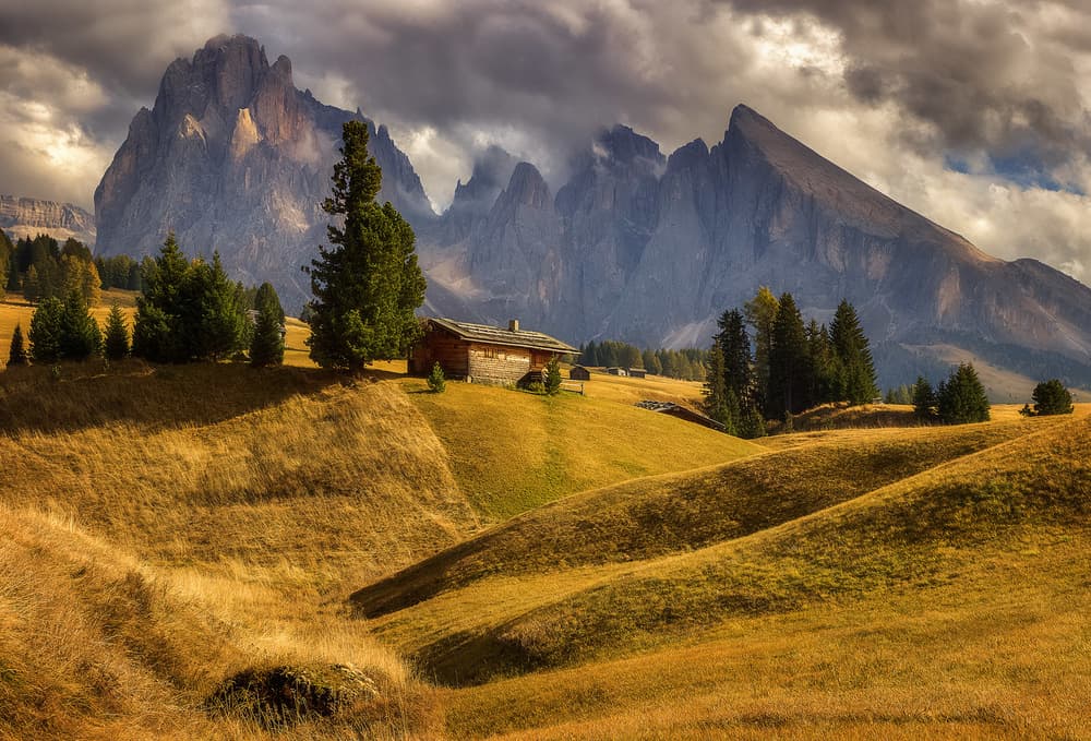 Dolomites Autumn Meadow Hut by Martin Kucera EFIAP AZSF — canvas wall art