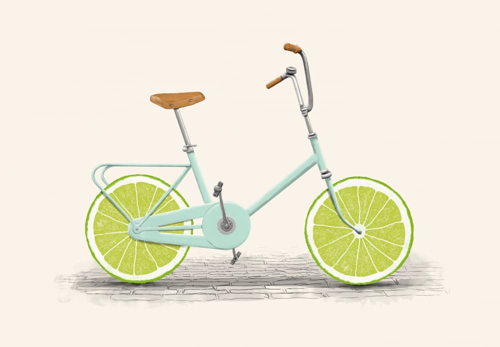 Lime Wheel Bicycle by Florent Bodart — canvas wall art