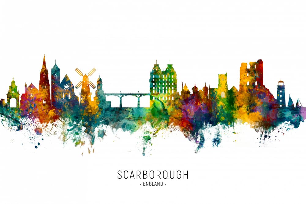 Vibrant Scarborough Skyline by Michael Tompsett — canvas wall art