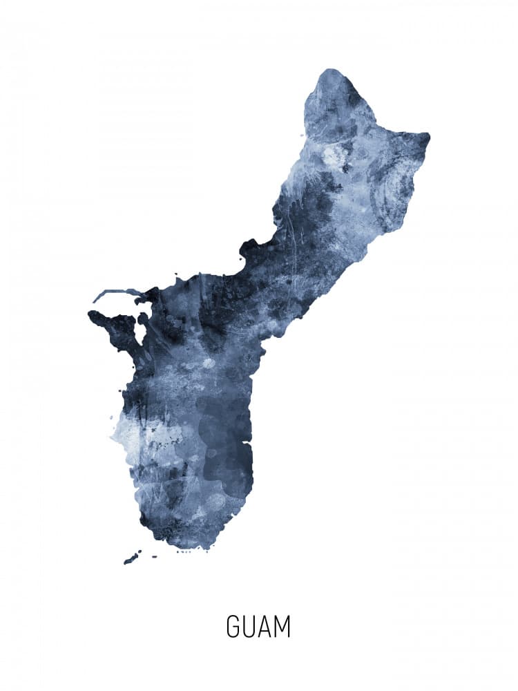 Guam Watercolor Map by Michael Tompsett — canvas wall art