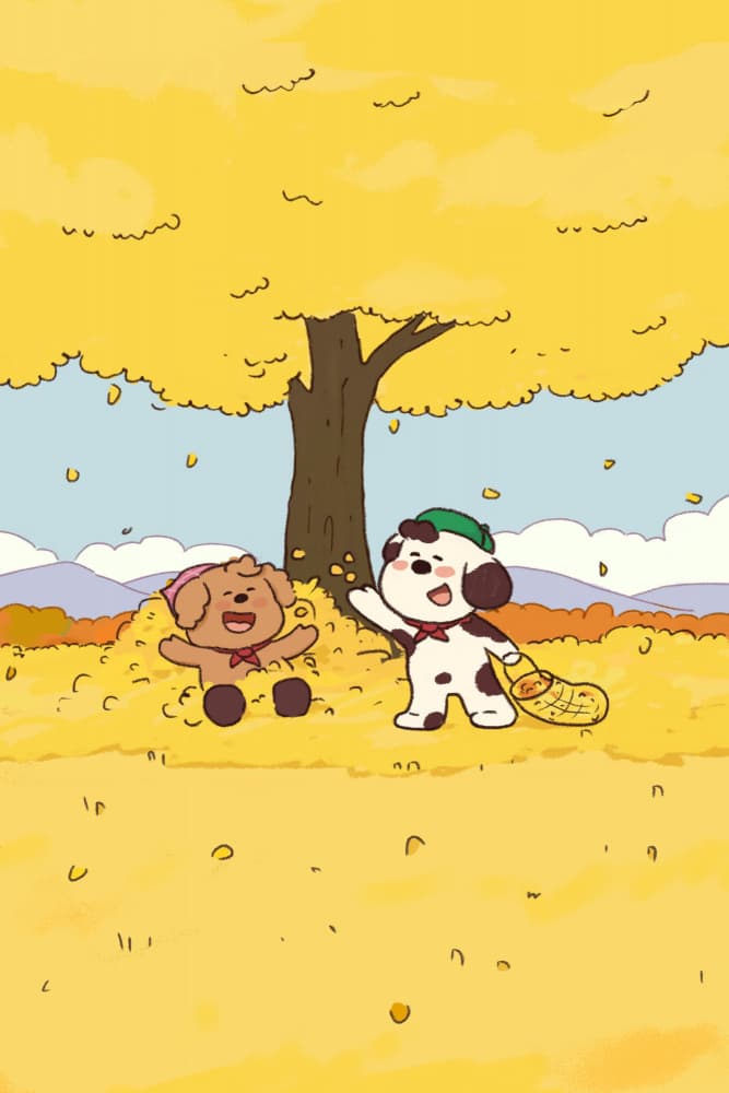 Joyful Autumn Dogs by Xuan Thai — canvas wall art
