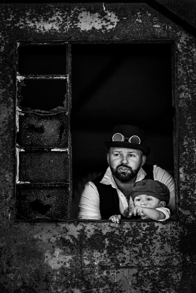 Steampunk Father Son Gaze by António Carreira — canvas wall art