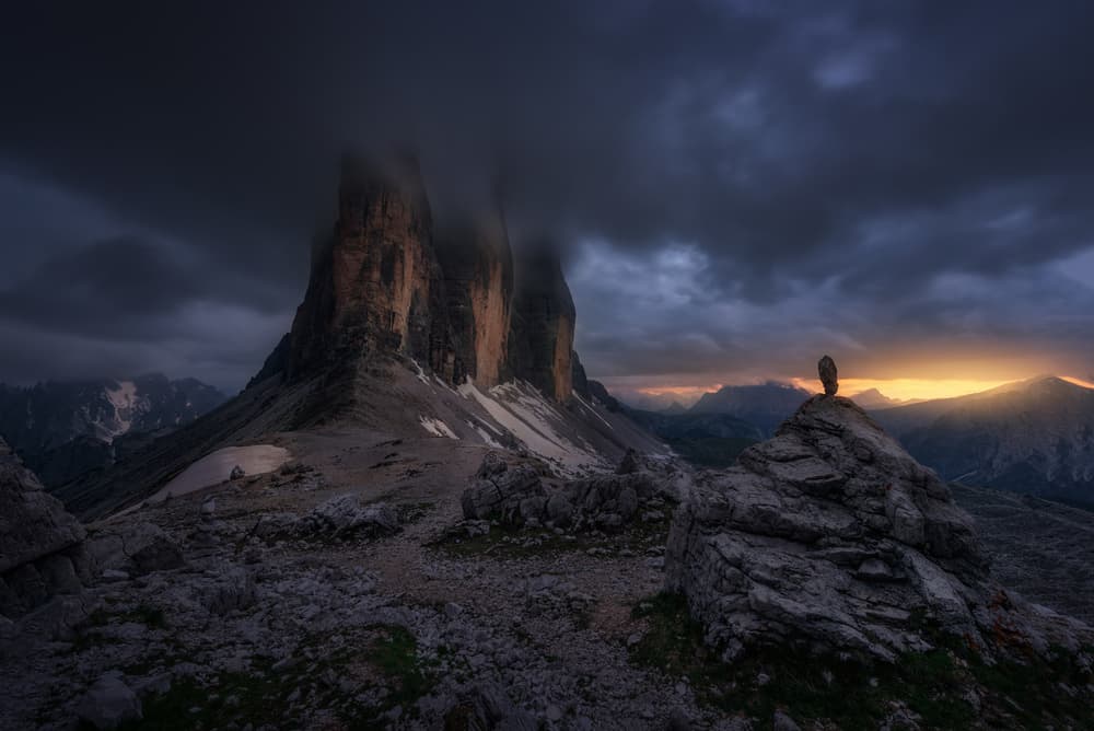 Tre Cime Alpine Glow by Jose Parejo — canvas wall art