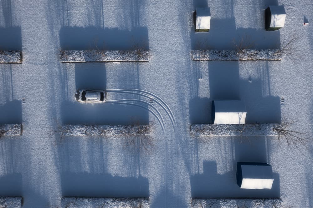 Fresh Snow Car Tracks by Xiaoyang Wang — canvas wall art