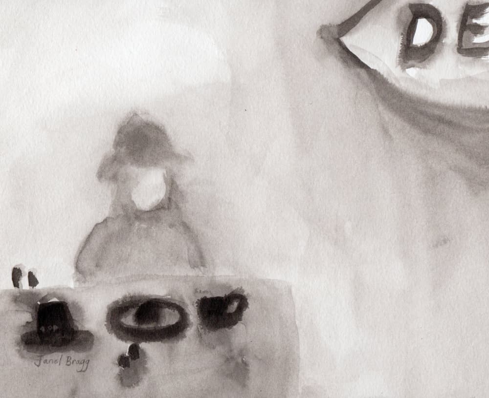 Quiet Figure In Hat by Janel Bragg — canvas wall art