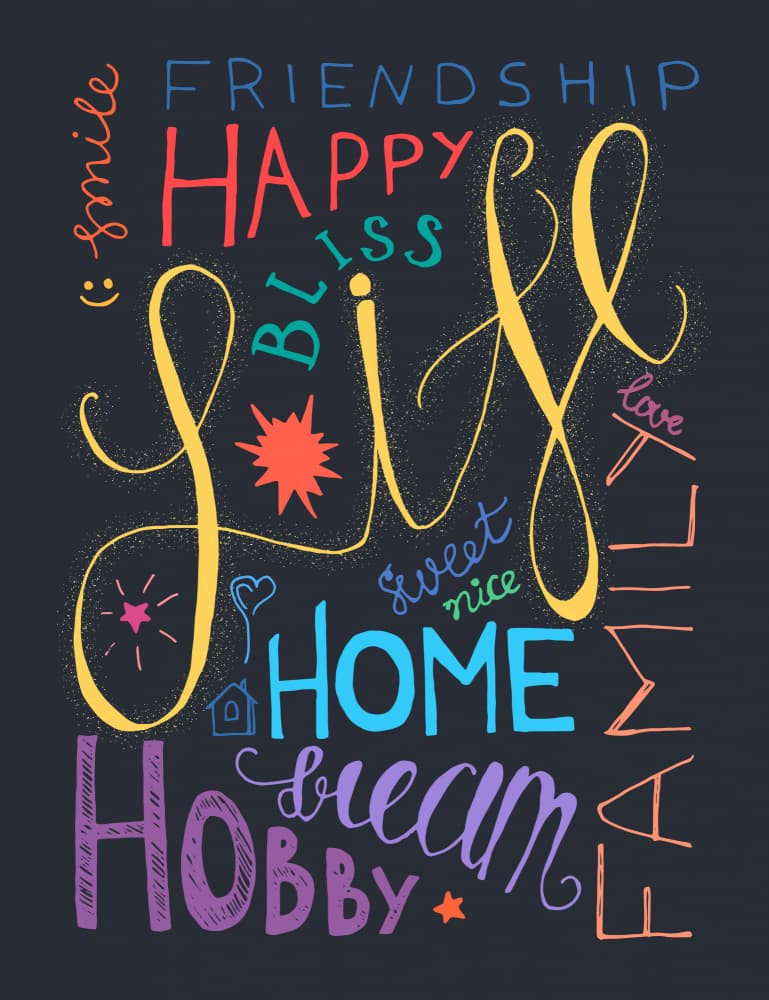 Happy Life Typography by Marika Barsrsind — canvas wall art
