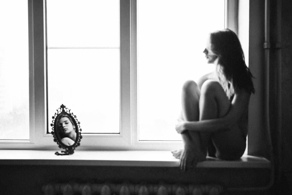 Woman Reflecting By Window by Borislav Kornienko — canvas wall art
